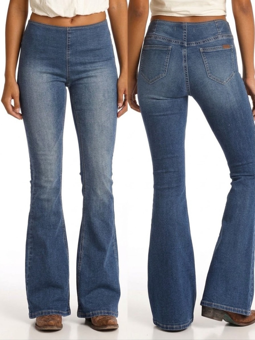 ROCK & ROLL DENIM Bargain Bell Pull-On Flare Jeans